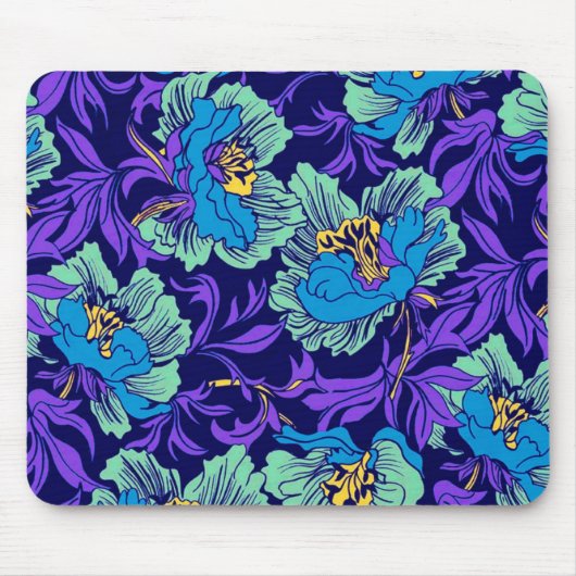 Paarse en blauwe bloemen William Morris Muismat (Voorkant)