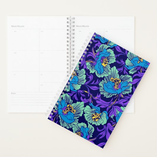 Paarse en blauwe bloemen William Morris Planner (Display)