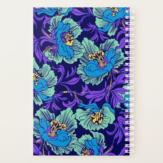 Paarse en blauwe bloemen William Morris Planner (Achterkant)