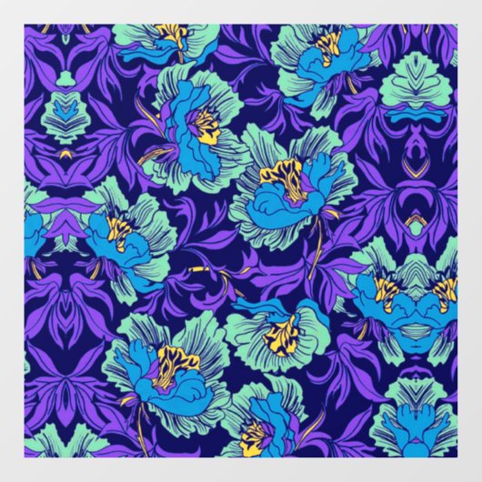 Paarse en blauwe bloemen William Morris Raamsticker (Vel)
