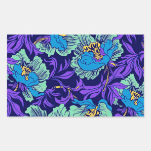 Paarse en blauwe bloemen William Morris Rechthoekige Sticker