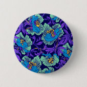 Paarse en blauwe bloemen William Morris Ronde Button 5,7 Cm (Voorkant)