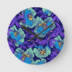 Paarse en blauwe bloemen William Morris Ronde Klok
