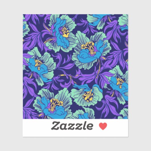 Paarse en Blauwe Bloemen William Morris Sticker (Vel)