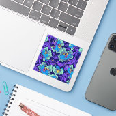 Paarse en Blauwe Bloemen William Morris Sticker (Laptop met iPhone)