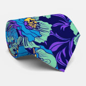 Paarse en blauwe bloemen William Morris Stropdas (Opgerold)