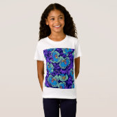 Paarse en blauwe bloemen William Morris T-shirt (Voorkant volledig)