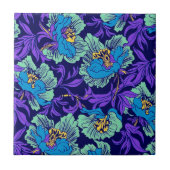 Paarse en blauwe bloemen William Morris Tegeltje (Voorkant)