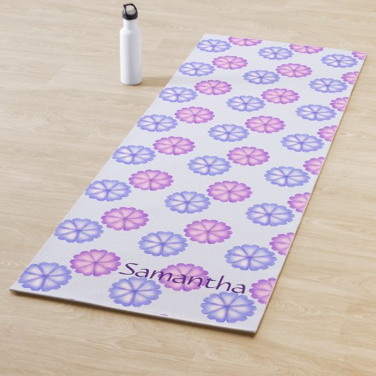 Paarse en blauwe bloemen yogamat (In situ)