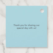 Paarse en blauwe bloemenkrans Trouwgunst labels (Achterkant)