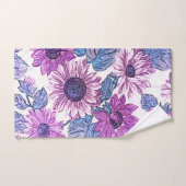 Paarse en Blauwe Bloemige Bad Handdoek Set (Handdoek)