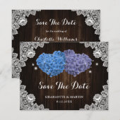 Paarse en blauwe bloemige bruiloft save the date (Voorkant / Achterkant)