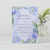 Paarse en blauwe bloemige platte Save The Date-kaa Save The Date (Staand voorkant)