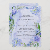 Paarse en blauwe bloemige platte Save The Date-kaa Save The Date (Voorkant / Achterkant)