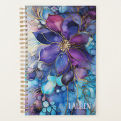 Paarse en Blauwe Bloemige Schone Naam Planner (Voorkant)