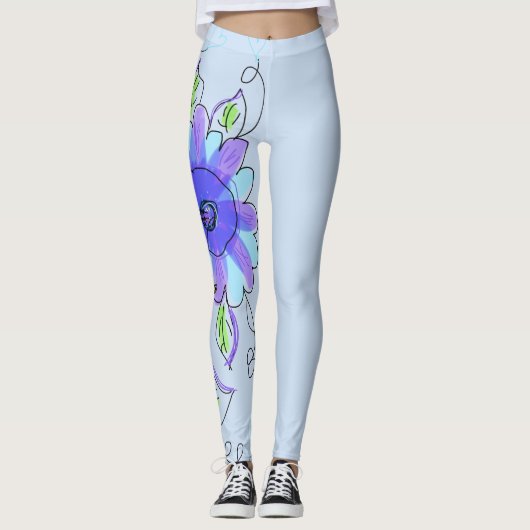 Paarse en blauwe blote Leggings (Voorkant)