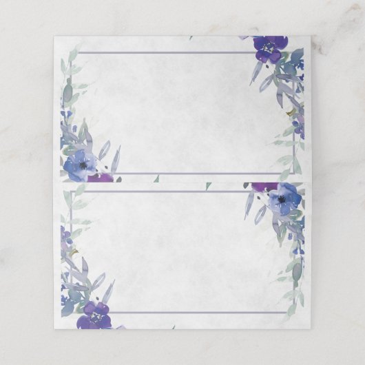 Paarse en blauwe bruiloft plaatskaartje (Buitenkant ongevouwen)