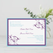 paarse en blauwe brute huwelijksuitnodiging kaart (Staand voorkant)