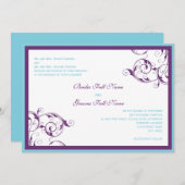paarse en blauwe brute huwelijksuitnodiging kaart (Voorkant / Achterkant)