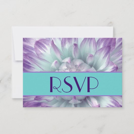 Paarse en Blauwe Dahlia Petals RSVP Bruiloft (Voorkant)