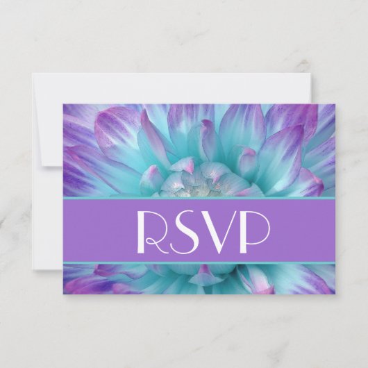 Paarse en Blauwe Dahlia Petals RSVP Bruiloft (Voorkant)