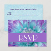 Paarse en Blauwe Dahlia Petals RSVP Bruiloft (Voorkant / Achterkant)