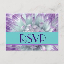 Paarse en Blauwe Dahlia Petals RSVP Bruiloft Kaartje