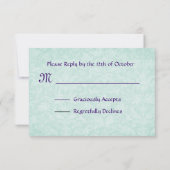 Paarse en Blauwe Dahlia Petals RSVP Bruiloft Kaartje (Achterkant)