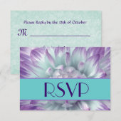 Paarse en Blauwe Dahlia Petals RSVP Bruiloft Kaartje (Voorkant / Achterkant)
