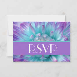 Paarse en Blauwe Dahlia Petals RSVP Bruiloft Kaartje