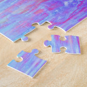 Paarse en blauwe digitale Abstracte kunst Legpuzzel (Zijkant)