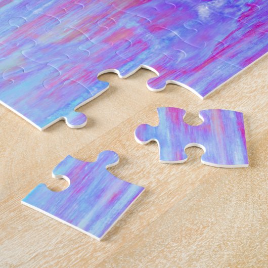 Paarse en blauwe digitale Abstracte kunst Legpuzzel (Zijkant)