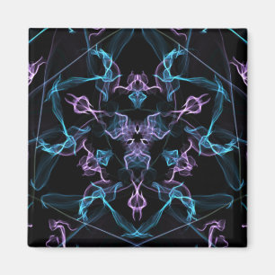 Paarse en blauwe driehoek Mandala Magneet