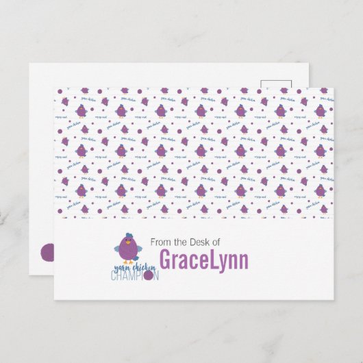 Paarse en blauwe eendenkuikens briefkaart (Voorkant / Achterkant)