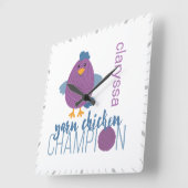 Paarse en blauwe eendenkuikens vierkante klok (Hoek)