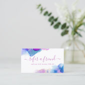 Paarse en blauwe elegante Waterverf alcoholinkt Aanbevelingskaartje (Staand voorkant)