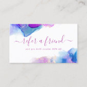 Paarse en blauwe elegante Waterverf alcoholinkt Aanbevelingskaartje (Voorkant)