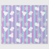 Paarse en blauwe feestdag Mittens en kerstPetten Cadeaupapier (Vlak)