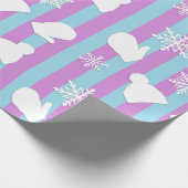 Paarse en blauwe feestdag Mittens en kerstPetten Cadeaupapier (Hoek)
