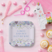 Paarse en Blauwe Floral Boy Shower Papieren Bordje (Feest)