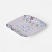 Paarse en Blauwe Floral Boy Shower Papieren Bordje (Gebogen)