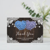 Paarse en blauwe Floral bruiloft Hartelijk dank Bedankkaart (Staand voorkant)