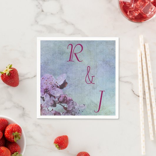 Paarse en blauwe Floral bruiloft Servet (Insitu)