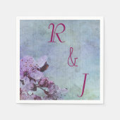 Paarse en blauwe Floral bruiloft Servet (Voorkant)