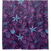 Paarse en blauwe Floral Douchegordijn (Voorkant)