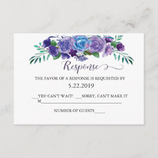 Paarse en blauwe Floral RSVP-kaart RSVP Kaartje
