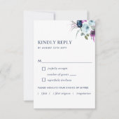Paarse en blauwe Floral zonder maaltijdopties RSVP (Voorkant)