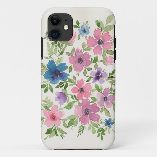 Paarse en blauwe florale tuinenkast Case-Mate iPhone case (Achterkant)