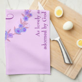 Paarse en blauwe flormond voor moeder theedoek (Quarter Fold)