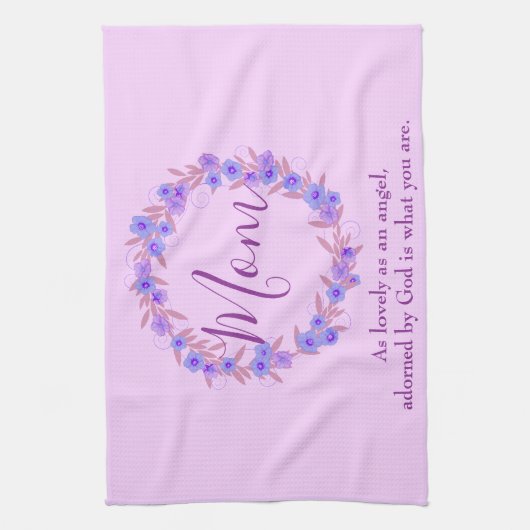 Paarse en blauwe flormond voor moeder theedoek (Verticaal)